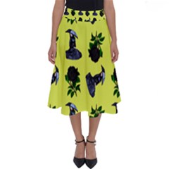 Gothic Girl Rose Yellow Pattern Perfect Length Midi Skirt by snowwhitegirl