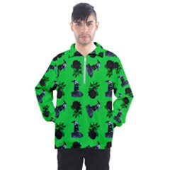 Gothic Girl Rose Green Pattern Men s Half Zip Pullover by snowwhitegirl