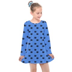 Blue Eyes Kids  Long Sleeve Dress by snowwhitegirl