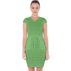 Pattern Green Capsleeve Drawstring Dress  by Mariart