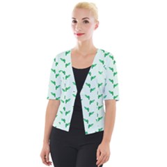 Green Parrot Pattern Cropped Button Cardigan by snowwhitegirl