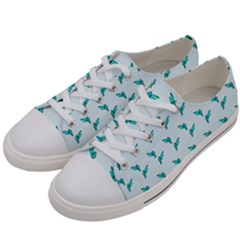 Blue Parrot Pattern Yellow Plaid Flannel Women s Low Top Canvas Sneakers by snowwhitegirl