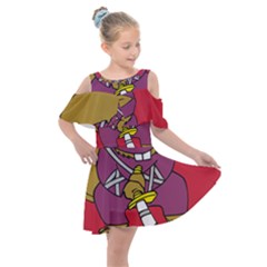 Ninja Beaver Animal Humor Joke Kids  Shoulder Cutout Chiffon Dress by Sudhe