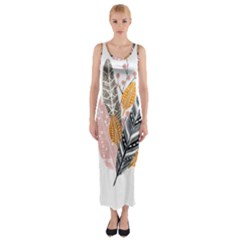 Feather Feathers Fitted Maxi Dress by Sudhe