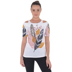 Feather Feathers Shoulder Cut Out Short Sleeve Top by Sudhe