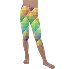 Background Colorful Geometric Kids  Lightweight Velour Capri Leggings  by Simbadda