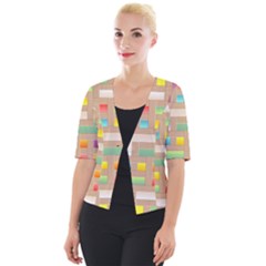 Abstract Background Colorful Cropped Button Cardigan by Simbadda