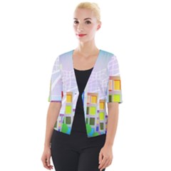 City Modern Business Skyscrapers Cropped Button Cardigan by Simbadda