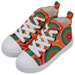 Background Texture Mosaic Kids  Mid-top Canvas Sneakers by Simbadda