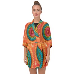 Background Texture Mosaic Half Sleeve Chiffon Kimono by Simbadda