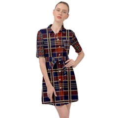 Plaid Tartan Scottish Navy Gold Belted Shirt Dress by Simbadda