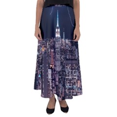 Architecture Buildings City Flared Maxi Skirt by Simbadda