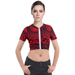 Fractals Fantasy Image Art Short Sleeve Cropped Jacket by Simbadda