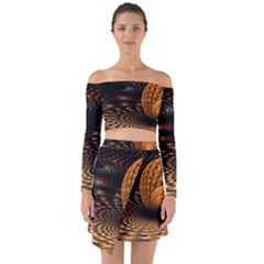 Fractals Fantasy Image Art Off Shoulder Top With Skirt Set by Simbadda