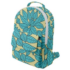 Leaves Dried Leaves Stamping Blue Yellow Flap Pocket Backpack (small) by Simbadda