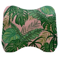 Tropical Greens Leaves Design Velour Head Support Cushion by Simbadda