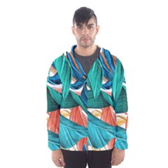 Leaves Tropical Summer Exotic Men s Hooded Windbreaker by Simbadda