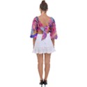 Illustration Reason Leaves Design Tie Back Butterfly Sleeve Chiffon Top View2