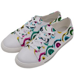 Distorted Circles On A White Background                Women s Low Top Canvas Sneakers by LalyLauraFLM