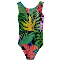 Tropical Leaves                  Kids  Cut-out Back One Piece Swimsuit by LalyLauraFLM