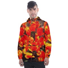 Orange Tulips At The Commons Men s Front Pocket Pullover Windbreaker by Riverwoman