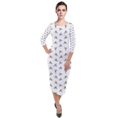 Cycling Motif Design Pattern Quarter Sleeve Midi Velour Bodycon Dress by dflcprintsclothing