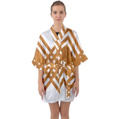 Wood Zigzag Texture Quarter Sleeve Kimono Robe by Bajindul