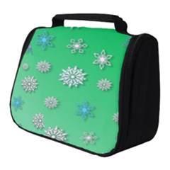 Snowflakes Winter Christmas Green Full Print Travel Pouch (small) by HermanTelo