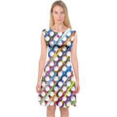 Rings Geometric Circles Random Capsleeve Midi Dress by HermanTelo