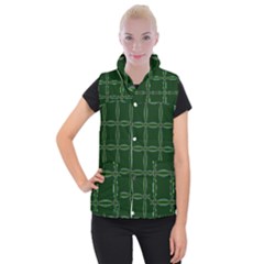 Background Pattern Design Geometric Green Women s Button Up Vest by Sudhe