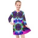 Abstract Art Fractal Creative Pink Kids  Quarter Sleeve Shirt Dress View1