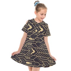 Abstract Art Deco Seamless Pattern Vector Kids  Short Sleeve Shirt Dress by Sudhe