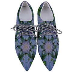 Abstract Flower Artwork Art Green Pointed Oxford Shoes by Sudhe