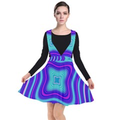 Abstract Artwork Fractal Background Blue Plunge Pinafore Dress by Sudhe