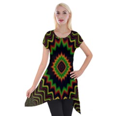 Fractal Artwork Idea Allegory Abstract Short Sleeve Side Drop Tunic by Sudhe