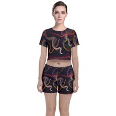 Abstract Smoke                     Crop Top And Shorts Co-ord Set by LalyLauraFLM