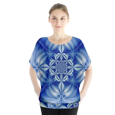 Abstract Art Artwork Fractal Design Batwing Chiffon Blouse by Pakrebo