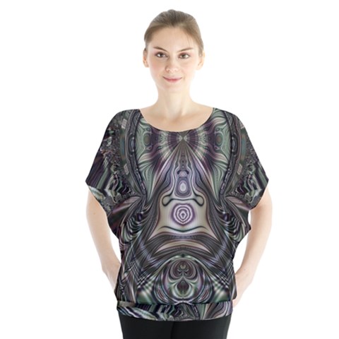 Digital Art Fractal Artwork Batwing Chiffon Blouse by Pakrebo