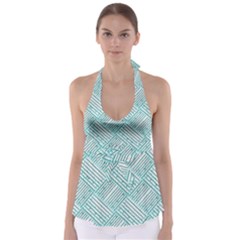 Wood Texture Diagonal Pastel Blue Babydoll Tankini Top by Mariart