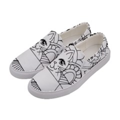 Cute Cat Coloring Page Design Women s Canvas Slip Ons by Wegoenart