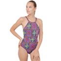 Shapes in squares pattern                      High Neck One Piece Swimsuit View1