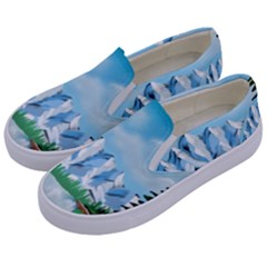 Digital Design Landscape Mountains Kids  Canvas Slip Ons by Wegoenart