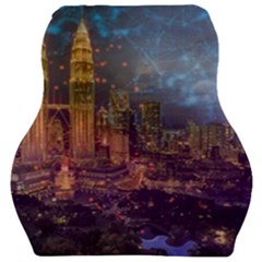 City Lights Skyline Buildings Car Seat Velour Cushion  by Wegoenart