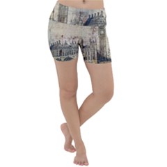 London Westminster Bridge Building Lightweight Velour Yoga Shorts by Wegoenart