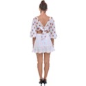 Cartoon Style Strawberry Pattern Tie Back Butterfly Sleeve Chiffon Top View2