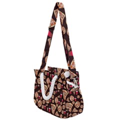 Pizza Pattern Rope Handles Shoulder Strap Bag by bloomingvinedesign