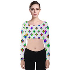 Rainbow Lattice Velvet Long Sleeve Crop Top by Mariart