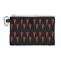 Red Water Color Rose On Black Canvas Cosmetic Bag (large) by snowwhitegirl