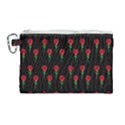 Red Water Color Rose On Black Canvas Cosmetic Bag (Large) View1