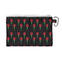 Red Water Color Rose On Black Canvas Cosmetic Bag (Large) View2